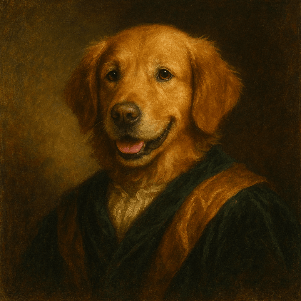 Classical oil painting style pet portrait
